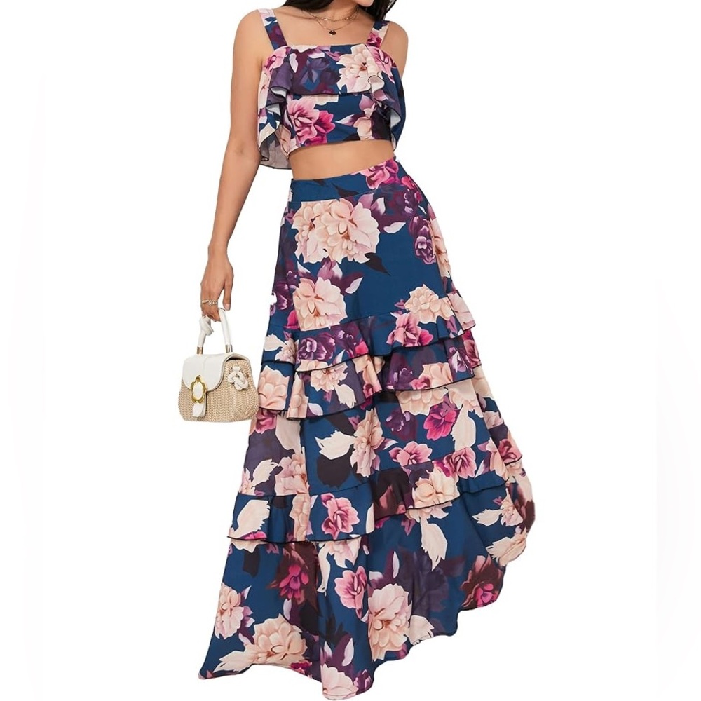 Floral Two-Piece Skirt Set Size Small